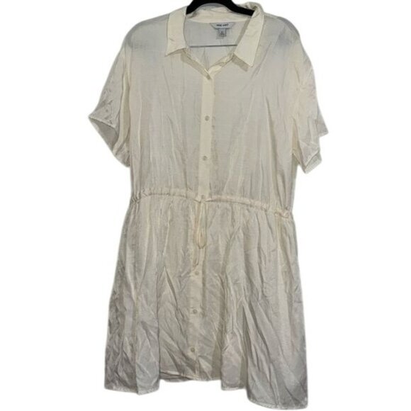 Nine West Womens Cream Button-Down Dress XL Rayon & Polyester - Picture 1 of 7